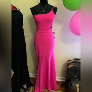 Betsy & Adam Pink Evening Gown